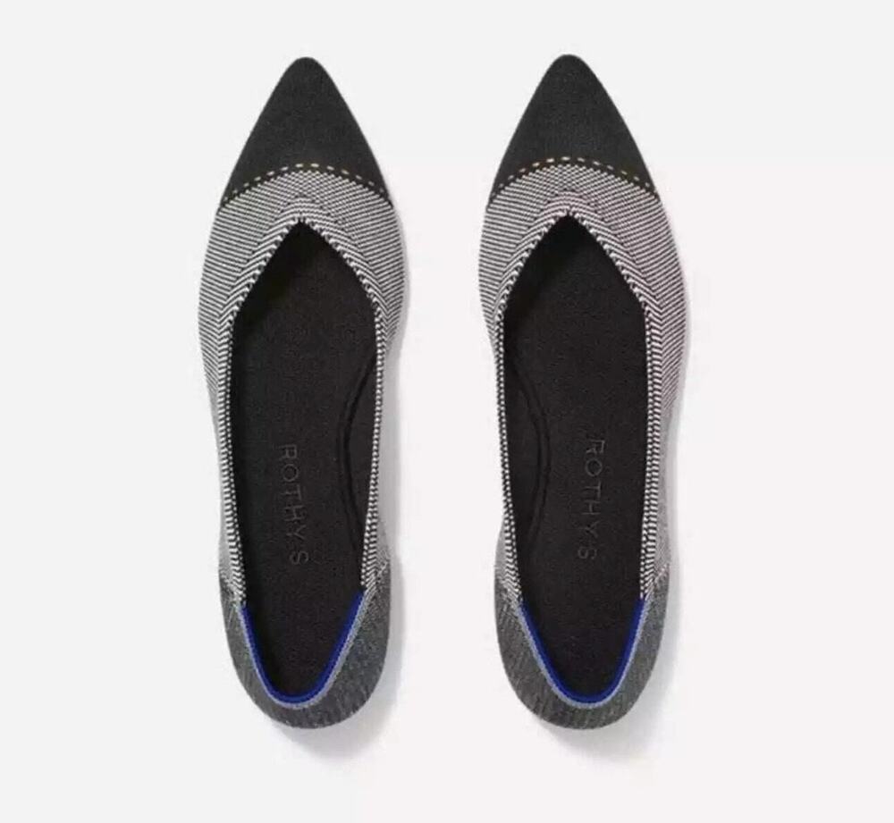 Rothy's Flats Womens Size 9 Black Knit The Point Pointed Toe Slip On Shoes